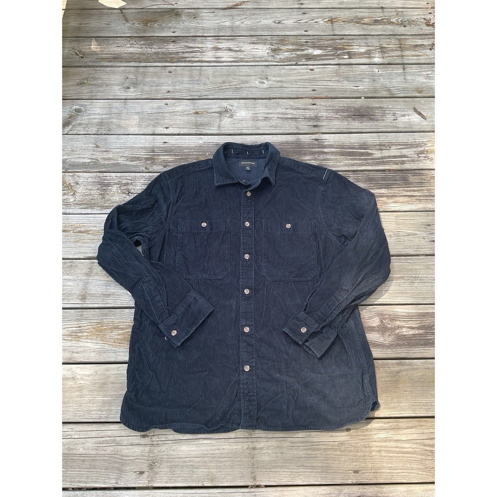 Banana Republic Corduroy Trucker Jacket Mens Navy Button Front Cotton XL